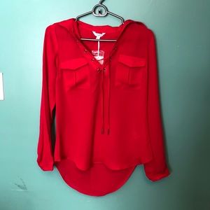 Candie’s red tie-up blouse NWT.